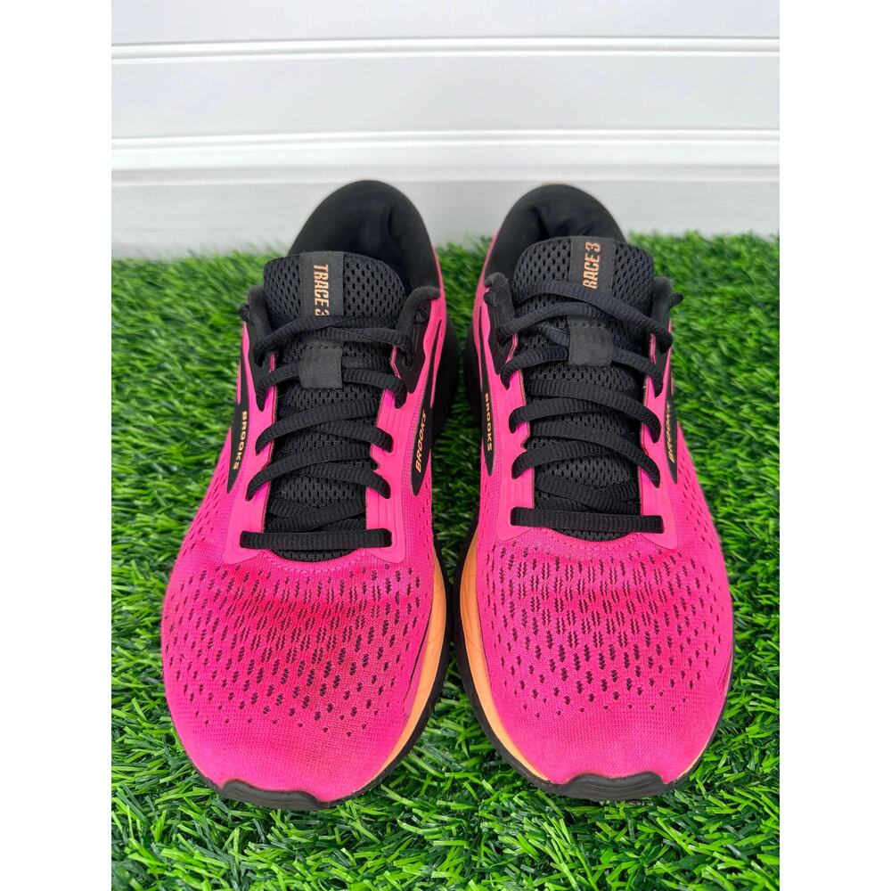 Brooks Trace 3 Women’s 7 B Pink Glo Black Orange Running Shoes 1204011B694 - Picture 3 of 7
